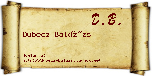 Dubecz Balázs névjegykártya